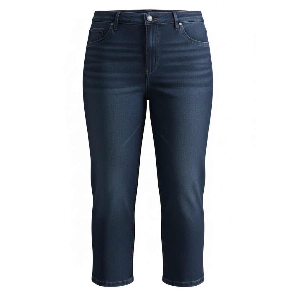 Lee Regular Fit Mid Rise Capri Jeans Dark Wash Denim Cropped Pants Womens